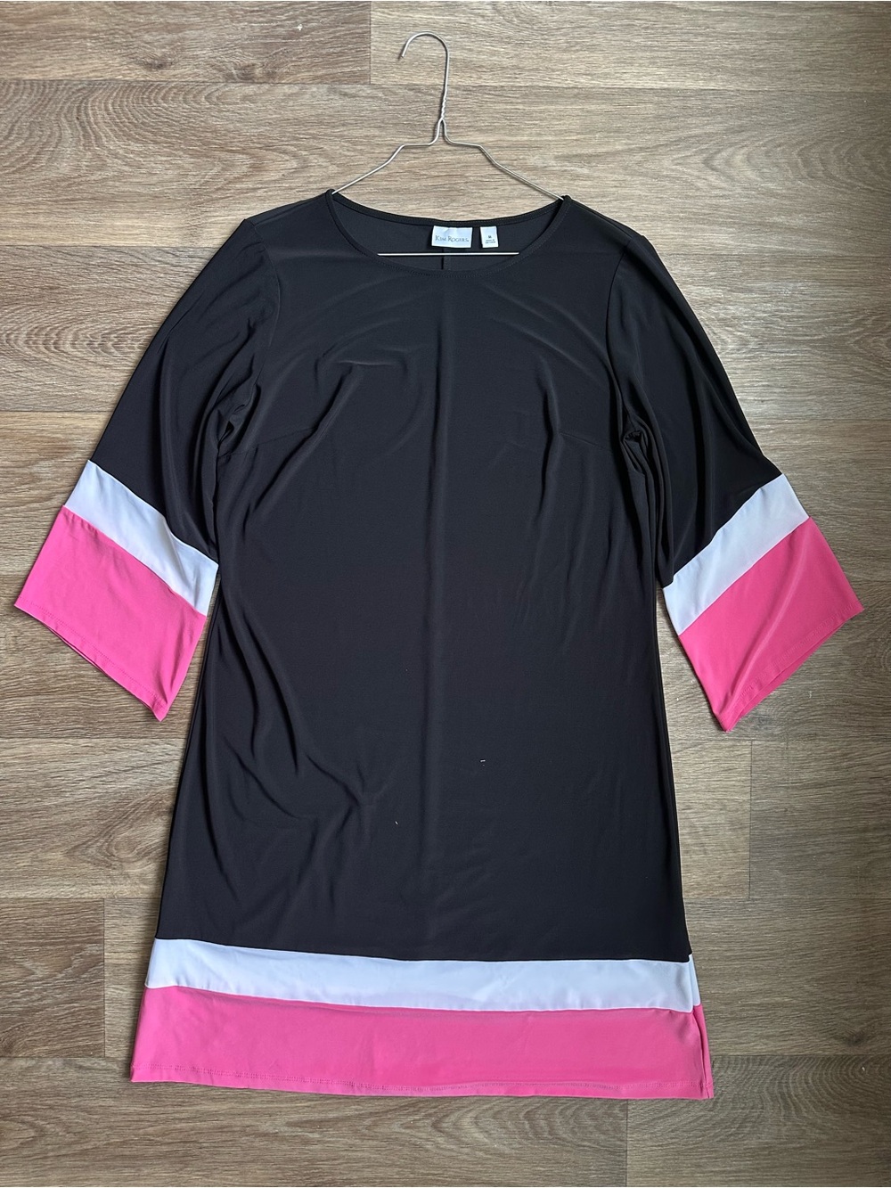 Kim Rogers Black Colorblock Shift Dress Black Pink White Size M